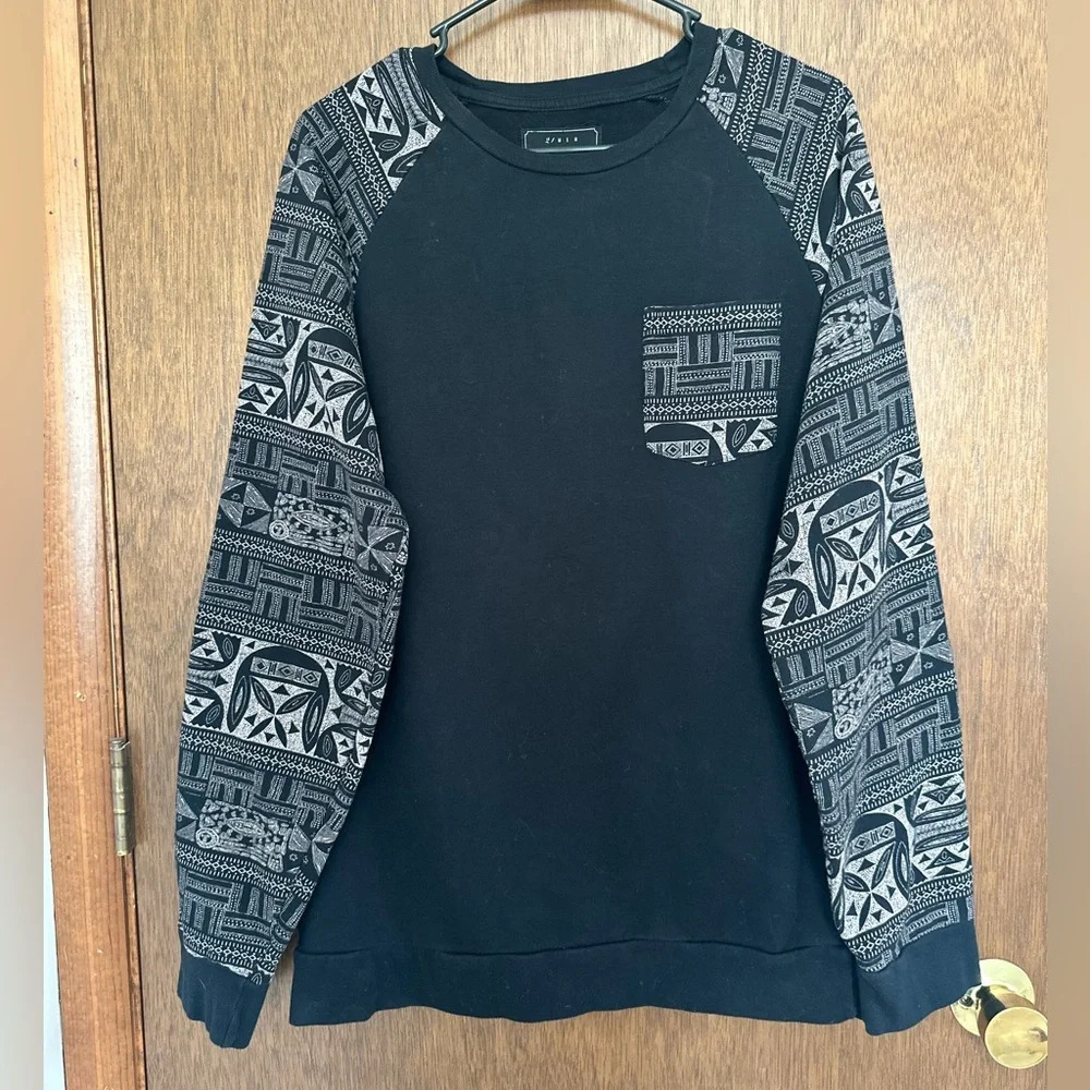 21 Men Shirt Small Black XL Tapestry Shoulders pocket Tee Streetwear